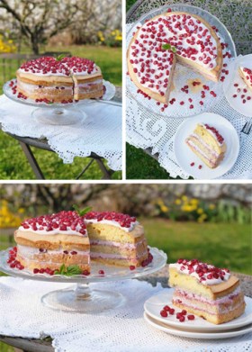 Granatapfeltorte Topfentorte mit Granatapfelkernen Käse-Sahne Torte